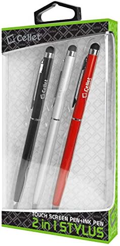 Pro Stylus Pen עבור Samsung Galaxy S8+ עם דיו, דיוק גבוה, צורה רגישה במיוחד, קומפקטית למסכי מגע [3 חבילה-שחורה-אדומה-סילבר]
